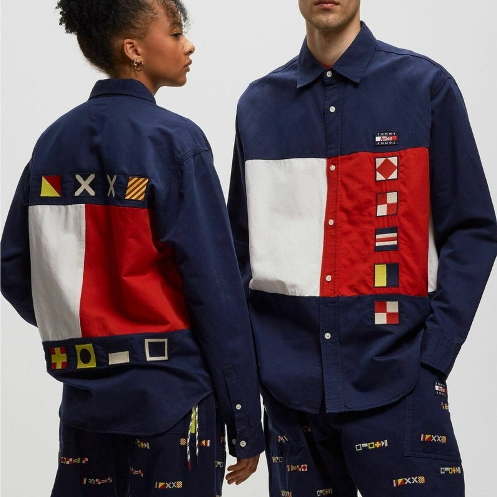 NWT Tommy Jeans x Aries Collaboration Multi Flags Shirt in the Desert Sky Sz L